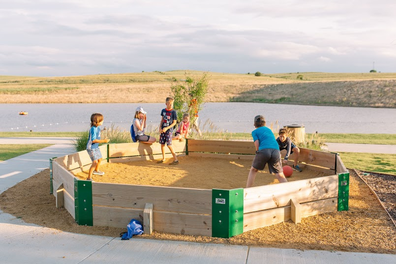 Children playing gaga ball in Lake Park.