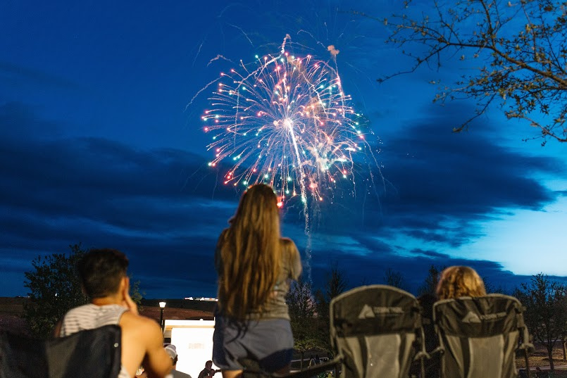Residents watching the fireworks show at the Star Spangled Celebration.