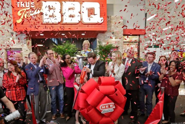 A grand opening ceremony for an H-E-B store