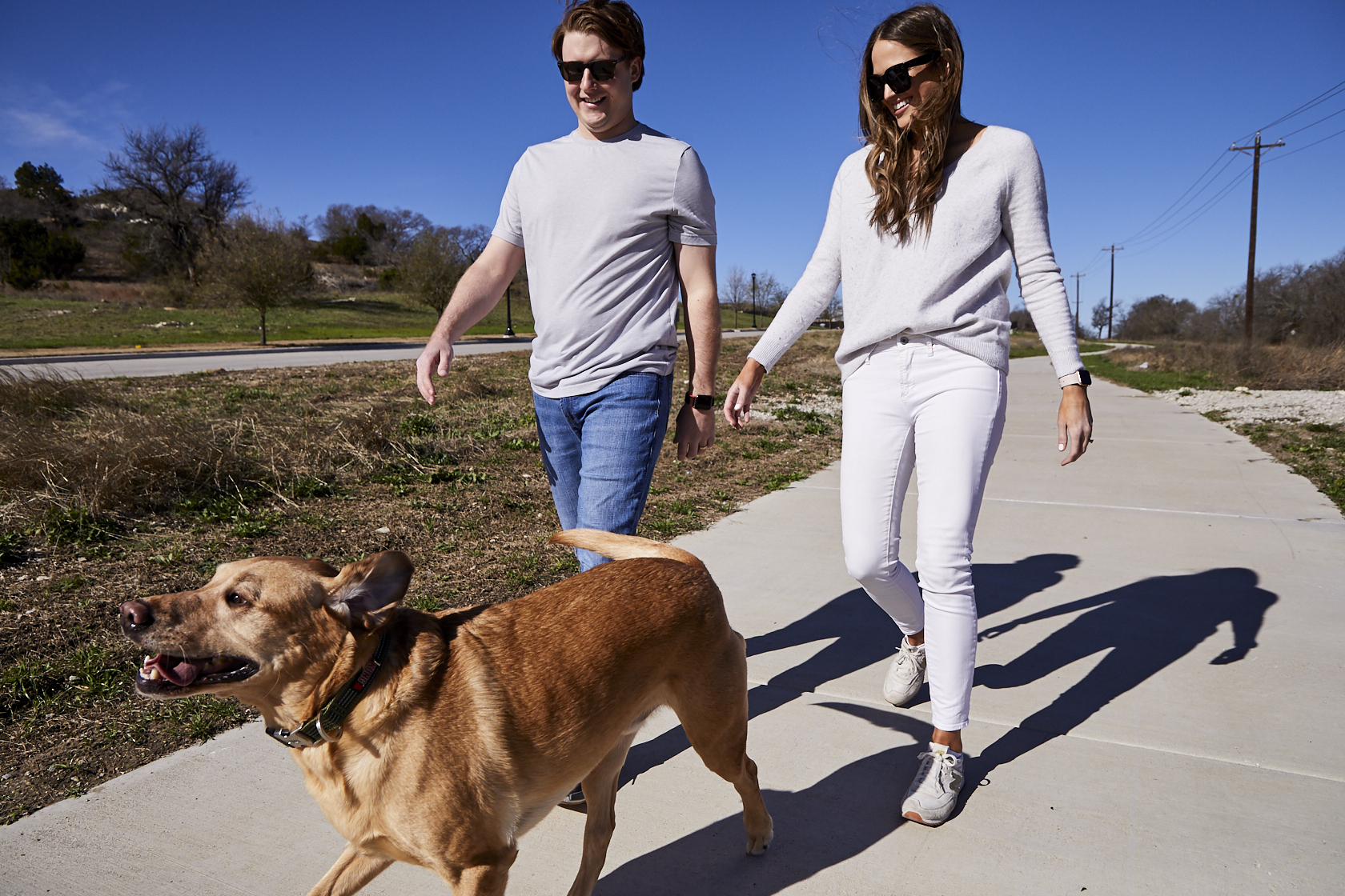 The Landreths on a walk with Juice