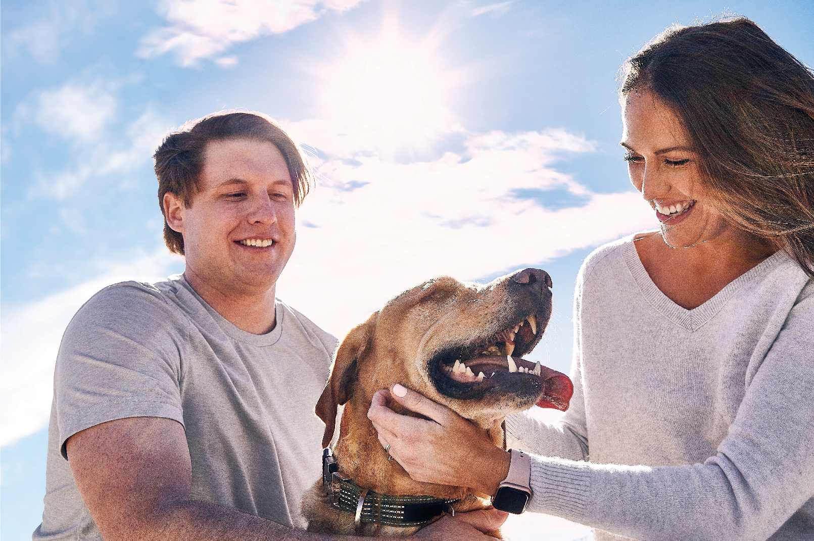 The Landreths on a walk with their dog Juice