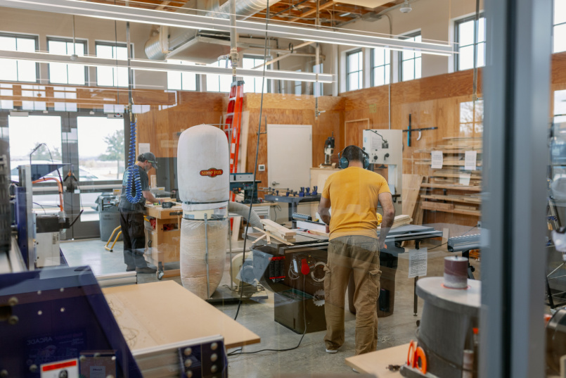 A few projects in the woodshop at the Makerspace