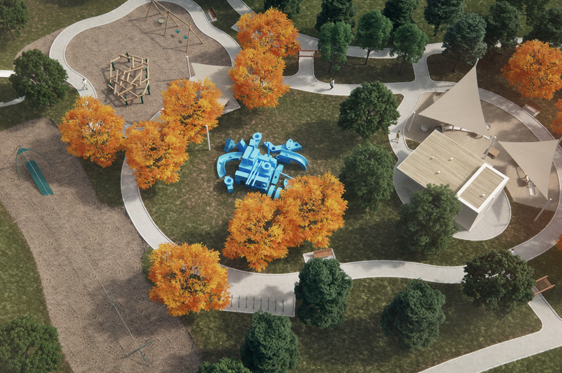 Overhead map of Theater Park