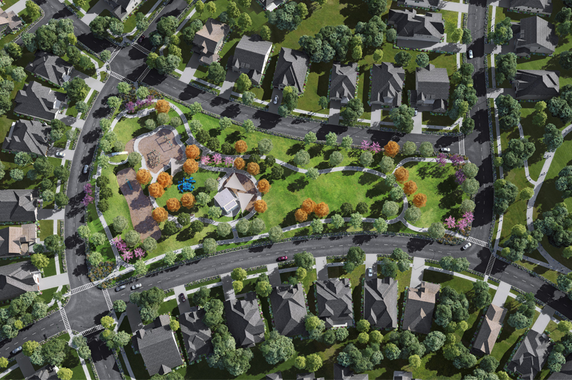 Overhead map of Theater Park